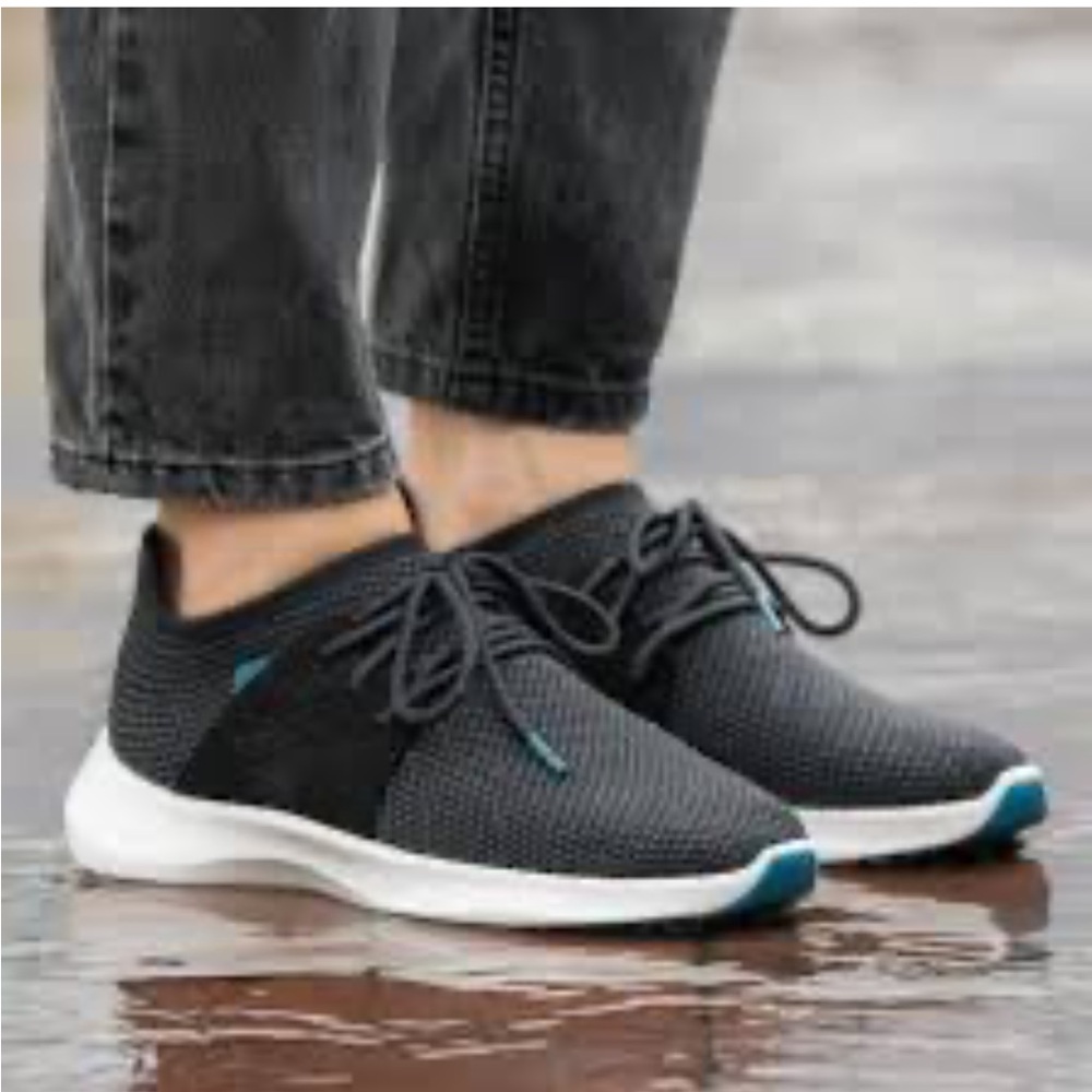 Vessi Women's Black Knit Sneakers with Teal Accents